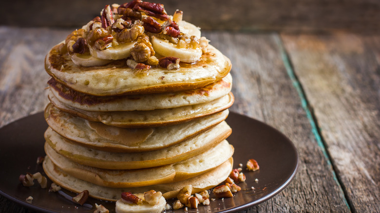 pancake stack with nuts