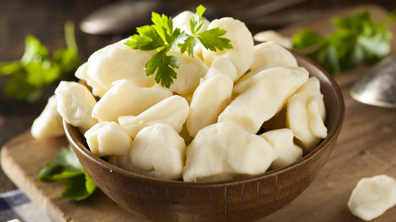 Cheese curds in a bowl