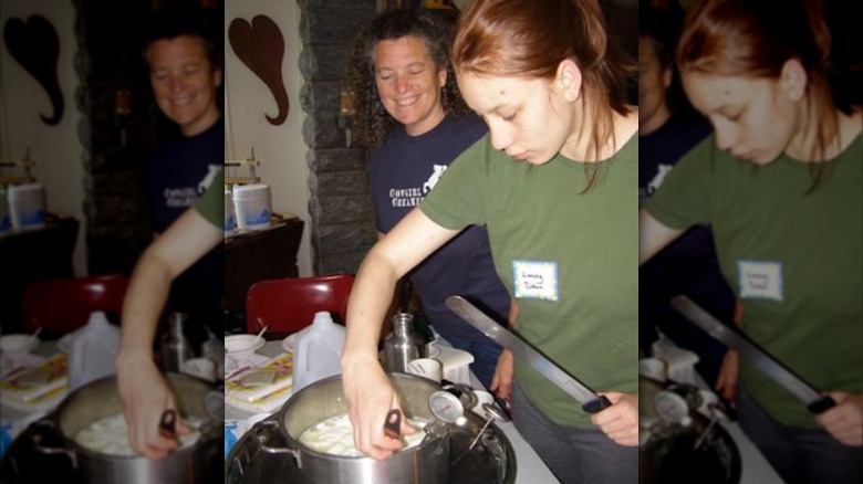 Person making cheese curds