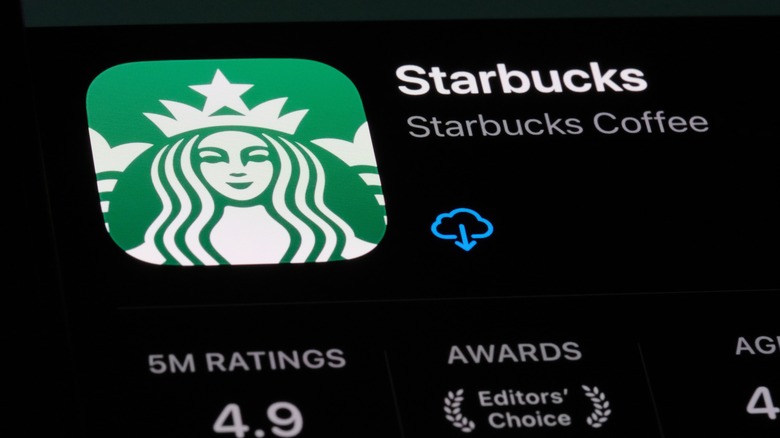 Starbucks app showed in iPhone App store on phone screen