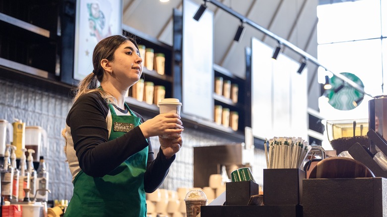 Starbucks barista working