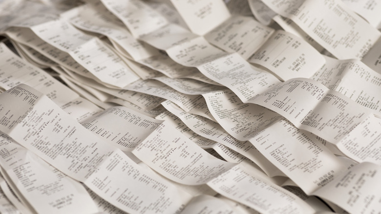 Pile of receipts as a background