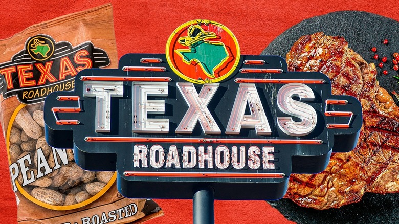Texas Roadhouse sign and food