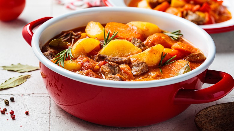 Stew inside of Dutch oven