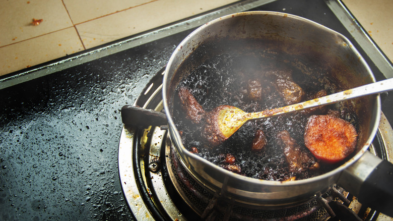 Burnt food in pot