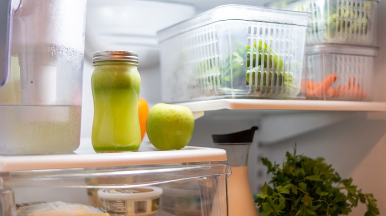 Organized fridge with produce