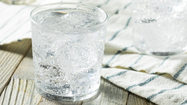 A glass of seltzer water