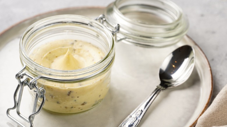 Glass jar of truffle butter