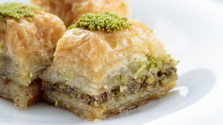 Baklava on plate