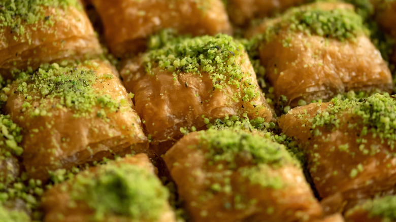 Baklava with pistachio garnish