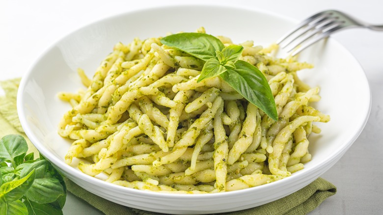 trofie al pesto pasta dish