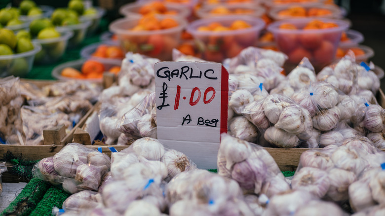 garlic for sale at market