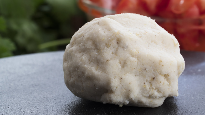 Masa dough ball on slate