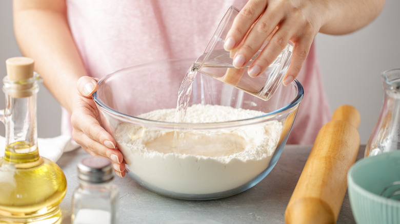 Flour in bowl making tortillas