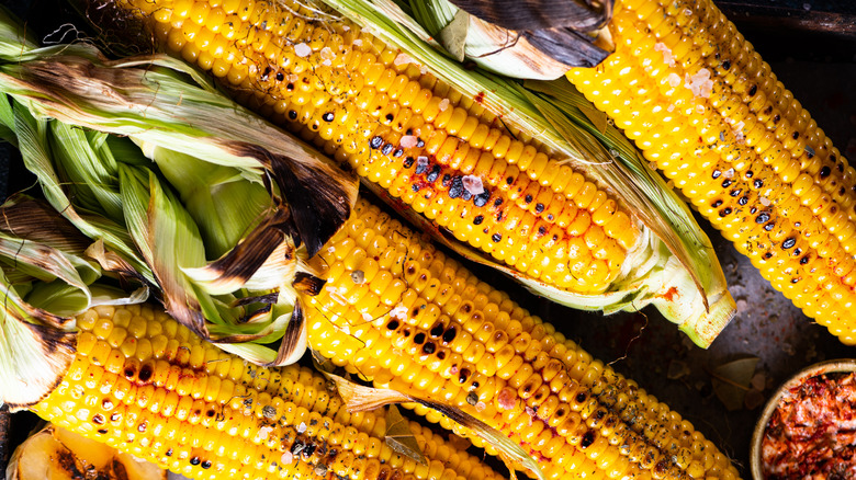 Grilled corn with husk