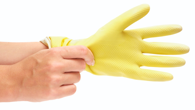 A textured rubber kitchen glove