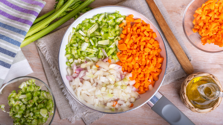 Aromatic vegtables in a pan