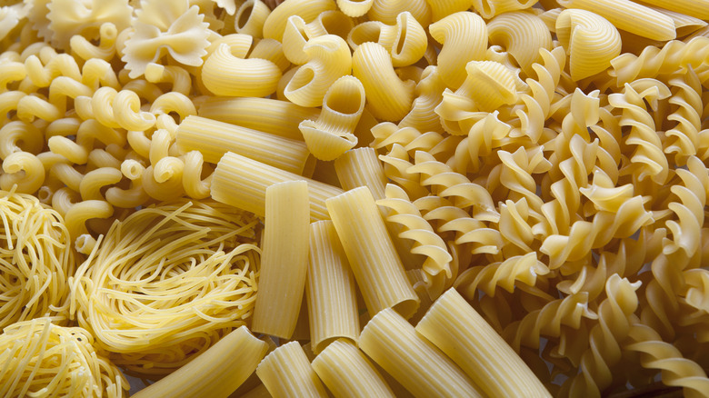 Various dry pasta shapes