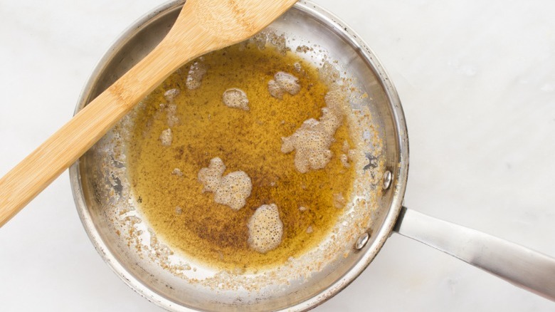 Brown butter in a skillet