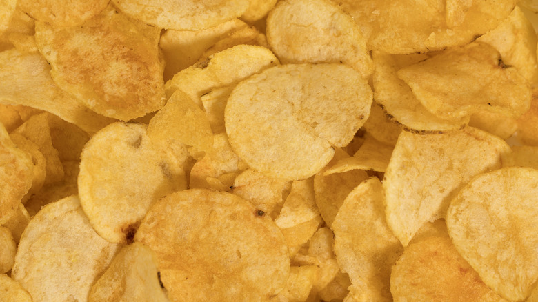 A bunch of potato chips