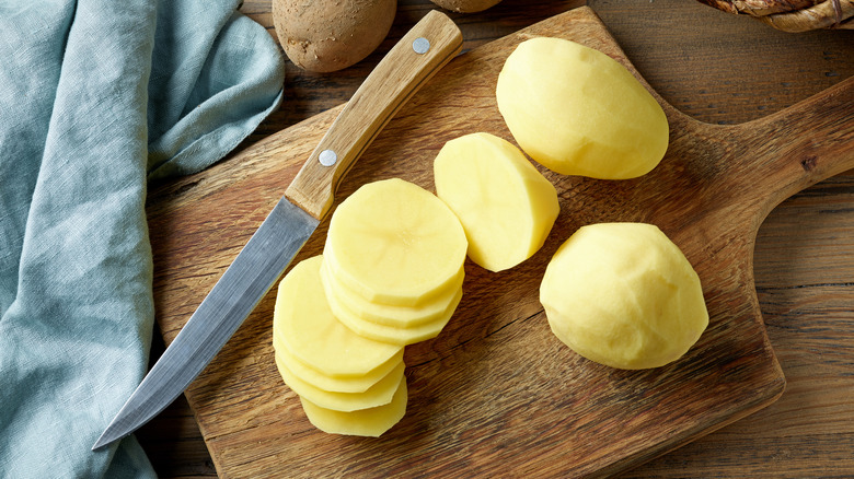 Sliced potatoes