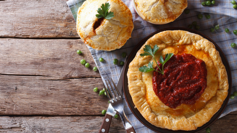 Pot pie with garnish