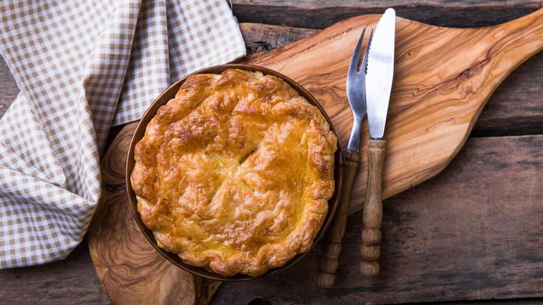 Chicken pot pie on board