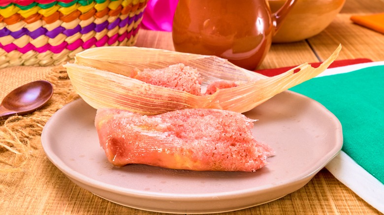 Tamal dulce on plate