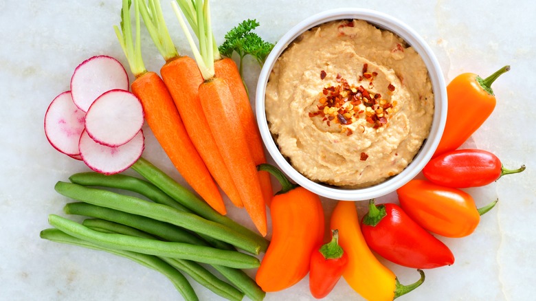 Vegetables and hummus