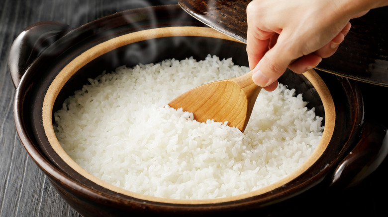 Large pot of white rice