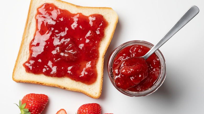 Strawberry jam on toast