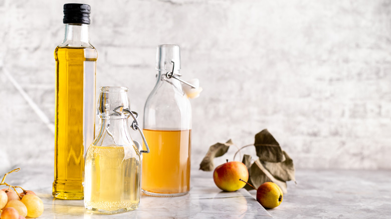 Assortment of white wine vinegars