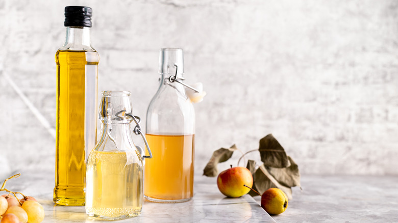 Variety of white vinegars 