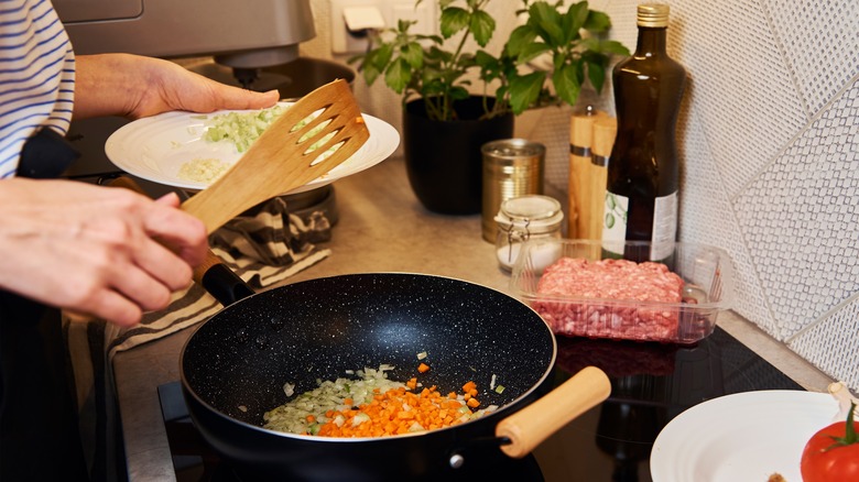 vegetables cooking on stove top