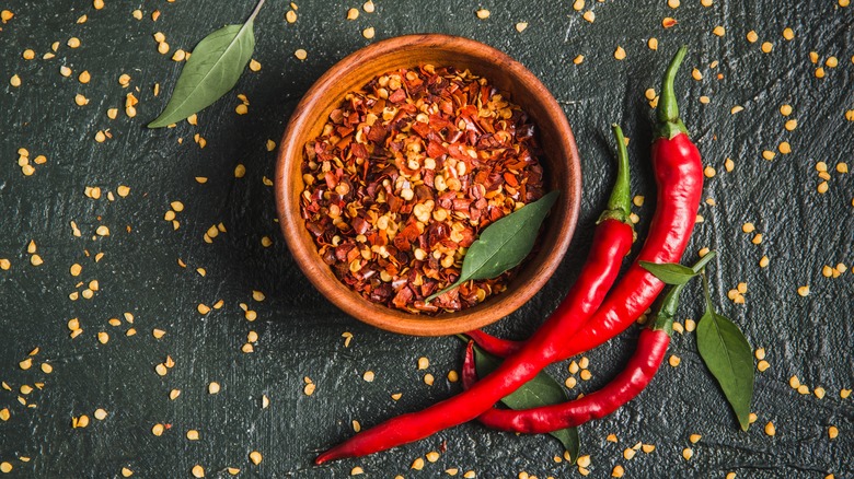 Red pepper flakes and chiles