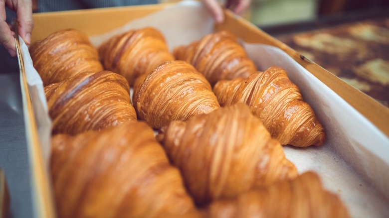 Croissants on display