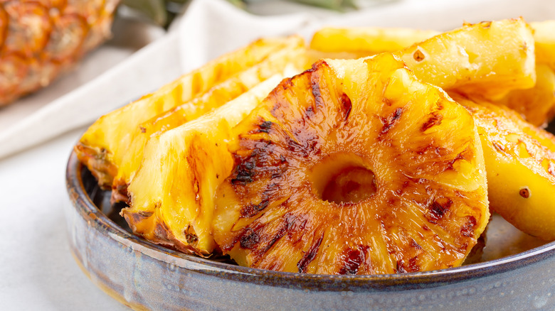 Grilled pineapple in bowl
