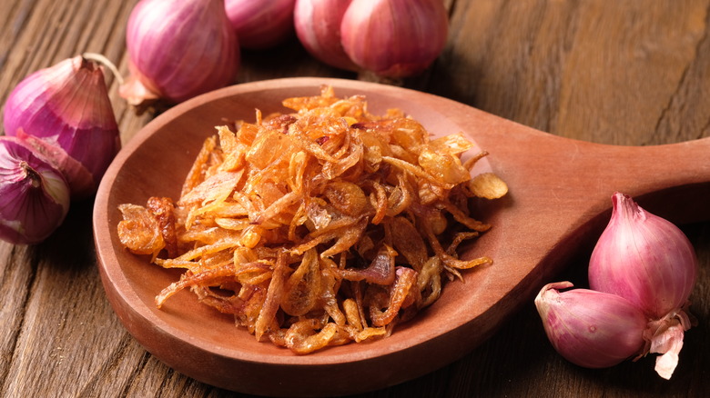 spoonful of crispy fried onions