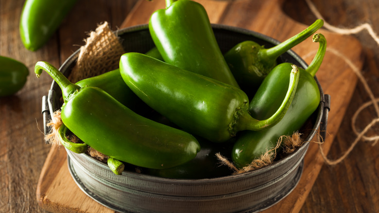 small pile of green jalapeños