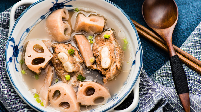 Lotus peanut soup in bowl