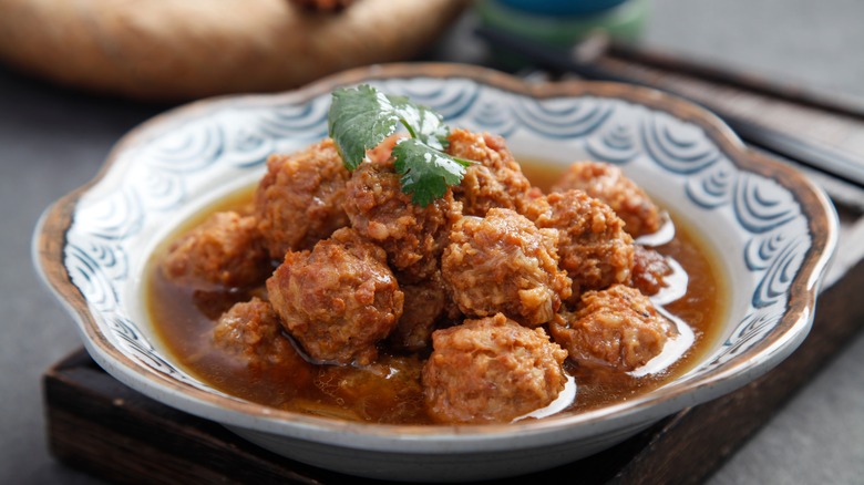 Lions head meatballs on plate