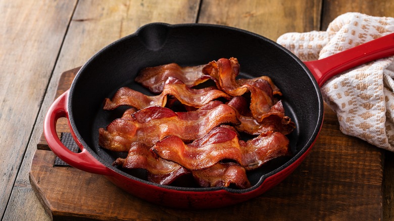 Bacon in frying pan