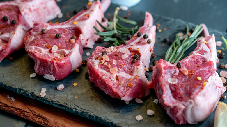 Lamb chops on slate