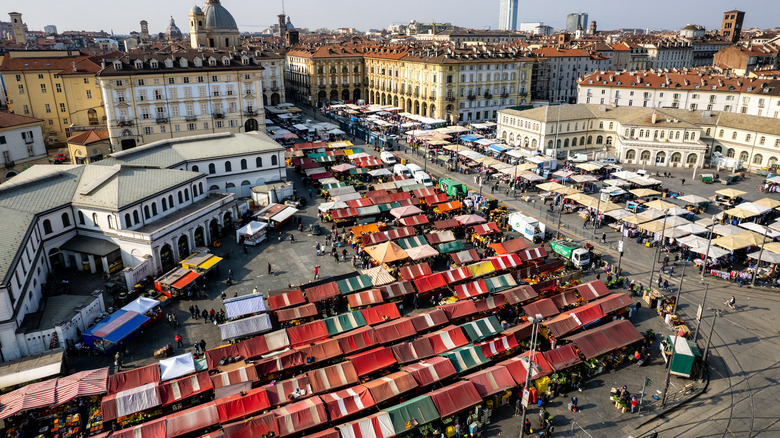 aerial view Torino central market