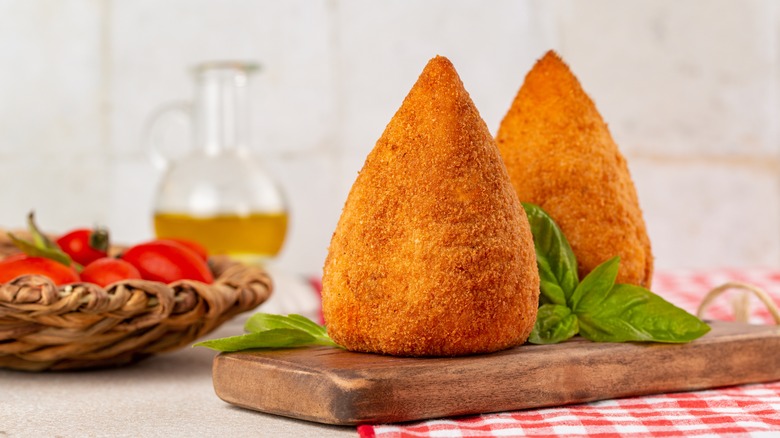 Italian rice balls on table