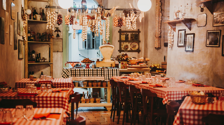 Small rustic trattoria dining room 