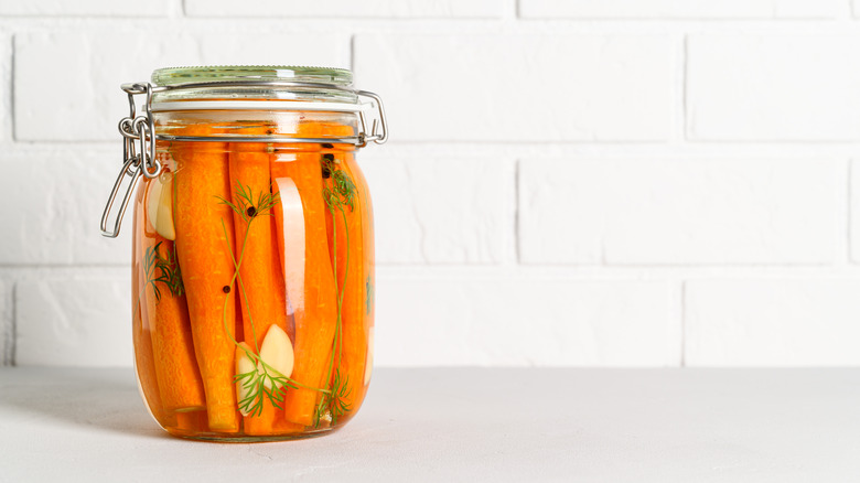 Jar of pickled carrots