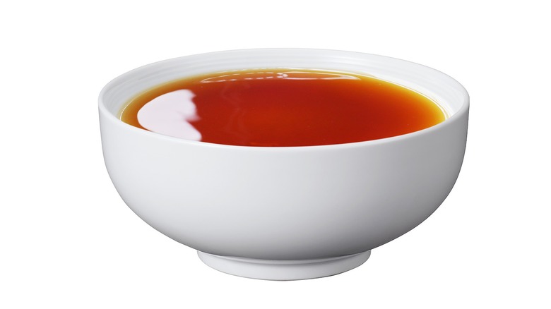 White bowl of fish sauce