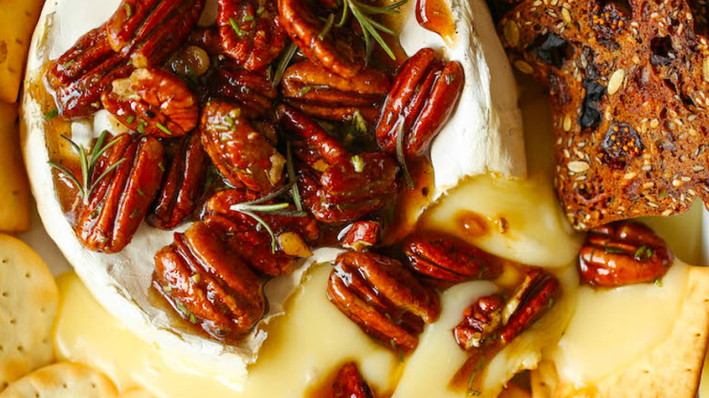 Maple baked brie with pecans