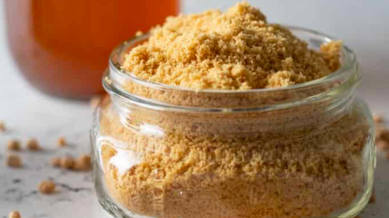 Maple sugar in glass jar